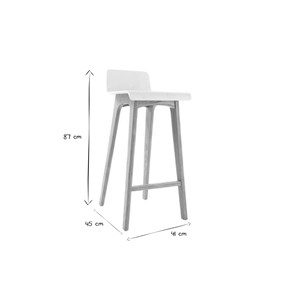 Chaise de bar 75 cm bois et blanc baltik