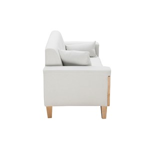 Canapé 3 places en tissu effet velours blanc cassé et bois clair fjord