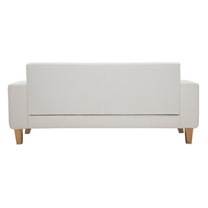 Canapé 3 places en tissu effet velours blanc cassé et bois clair fjord