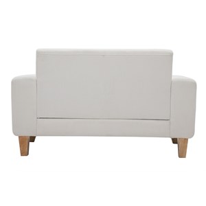 Canapé 2 places en tissu effet velours blanc cassé et bois clair fjord