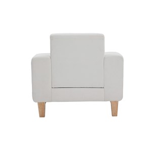 Fauteuil en tissu effet velours blanc cassé et bois clair fjord