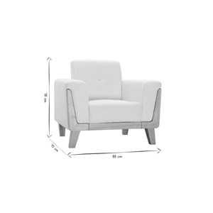 Fauteuil en tissu effet velours blanc cassé et bois clair fjord