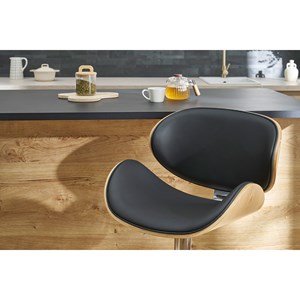 Tabouret de bar noir et bois clair walnut