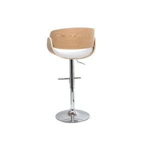 Tabouret de bar réglable blanc et bois clair bent