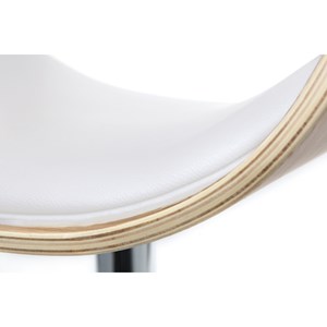 Tabouret de bar réglable blanc et bois clair bent