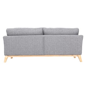Canapé déhoussable 3 places en tissu gris clair et bois clair oslo
