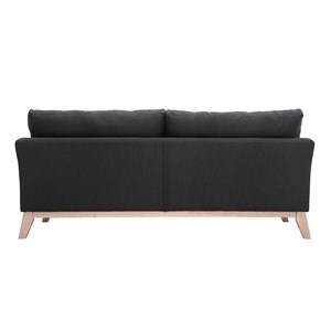 Canapé déhoussable 3 places en tissu gris foncé et bois clair oslo