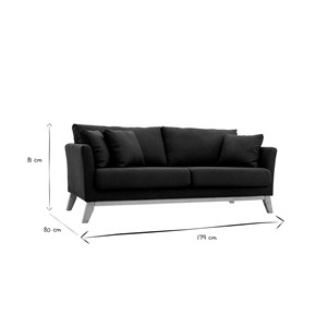 Canapé déhoussable 3 places en tissu gris foncé et bois clair oslo