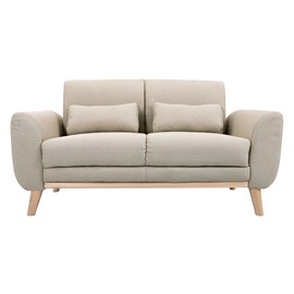 Canapé 2 places en tissu beige et bois clair ektor
