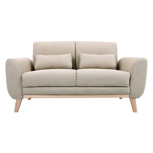 Canapé 2 places en tissu beige et bois clair ektor