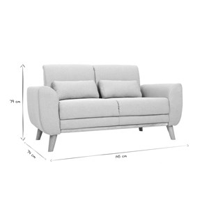 Canapé 2 places en tissu beige et bois clair ektor