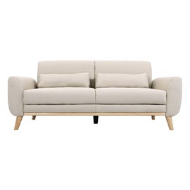 Canapé 3 places en tissu beige et bois clair ektor