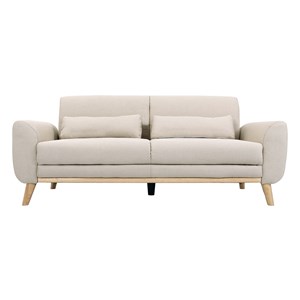 Canapé 3 places en tissu beige et bois clair ektor