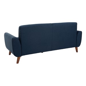 Canapé 3 places en tissu bleu foncé et bois foncé ektor