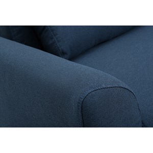 Canapé 3 places en tissu bleu foncé et bois foncé ektor