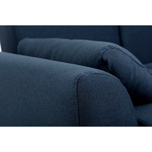 Canapé 2 places en tissu bleu foncé et bois foncé ektor