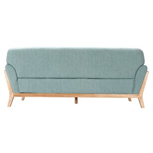 Canapé 3 places en tissu vert lagon et bois clair yoko