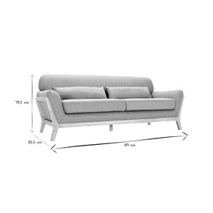 Canapé 3 places en tissu vert lagon et bois clair yoko