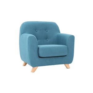 Fauteuil enfant en tissu bleu canard et bois clair norkid