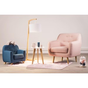 Fauteuil enfant en tissu bleu canard et bois clair norkid