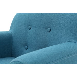 Fauteuil enfant en tissu bleu canard et bois clair norkid