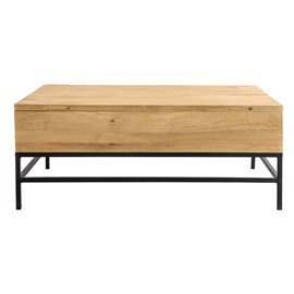 Table basse relevable bois manguier massif et métal noir l110 cm ypster
