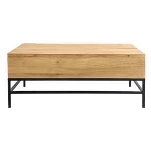 Table basse relevable bois manguier massif et métal noir l110 cm ypster