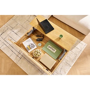 Table basse relevable bois manguier massif et métal noir l110 cm ypster