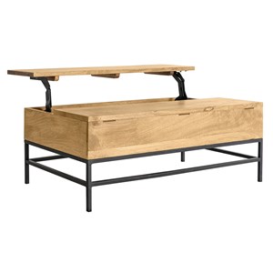 Table basse relevable bois manguier massif et métal noir l110 cm ypster