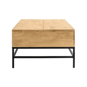 Table basse relevable bois manguier massif et métal noir l110 cm ypster