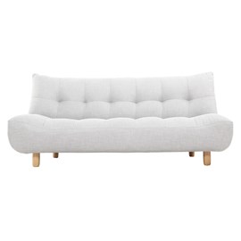 Canapé convertible 3 places en tissu gris clair et bois clair yumi