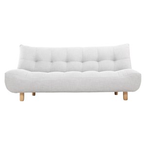 Canapé convertible 3 places en tissu gris clair et bois clair yumi