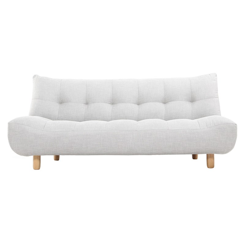 Miliboo - Canapé convertible 3 places en tissu gris clair et bois clair yumi