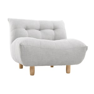 Fauteuil en tissu gris clair et bois clair yumi