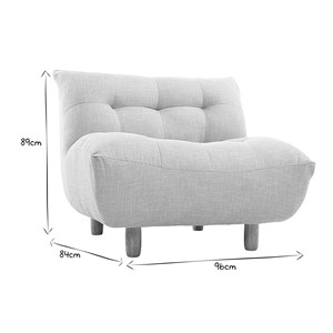 Fauteuil en tissu gris clair et bois clair yumi