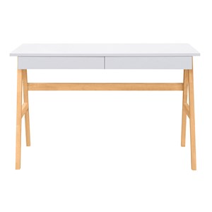 Bureau avec rangements 2 tiroirs blanc et bois clair chêne l120 cm brook