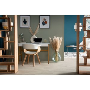 Bureau avec rangements 2 tiroirs blanc et bois clair chêne l120 cm brook