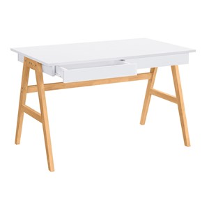 Bureau avec rangements 2 tiroirs blanc et bois clair chêne l120 cm brook