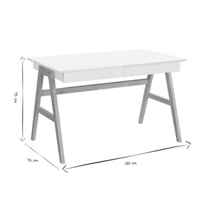 Bureau avec rangements 2 tiroirs blanc et bois clair chêne l120 cm brook