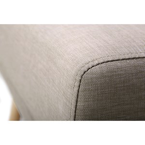 Canapé convertible 3 places avec repose-pieds en tissu beige et bois clair ulla