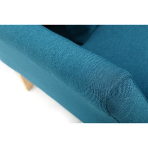 Fauteuil déhoussable en tissu bleu canard et bois clair oslo