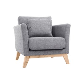 Fauteuil déhoussable en tissu gris clair et bois clair oslo
