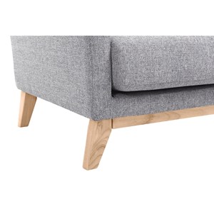 Fauteuil déhoussable en tissu gris clair et bois clair oslo