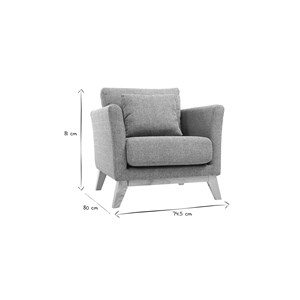Fauteuil déhoussable en tissu gris clair et bois clair oslo