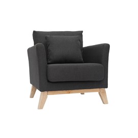 Fauteuil déhoussable en tissu gris foncé et bois clair oslo