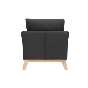 Fauteuil déhoussable en tissu gris foncé et bois clair oslo