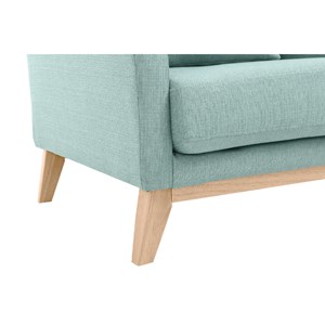 Fauteuil déhoussable en tissu vert lagon et bois clair oslo