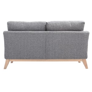 Canapé déhoussable 2 places en tissu gris clair et bois clair oslo