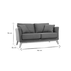 Canapé déhoussable 2 places en tissu bleu canard et bois clair oslo