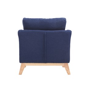 Fauteuil déhoussable en tissu bleu foncé et bois clair oslo